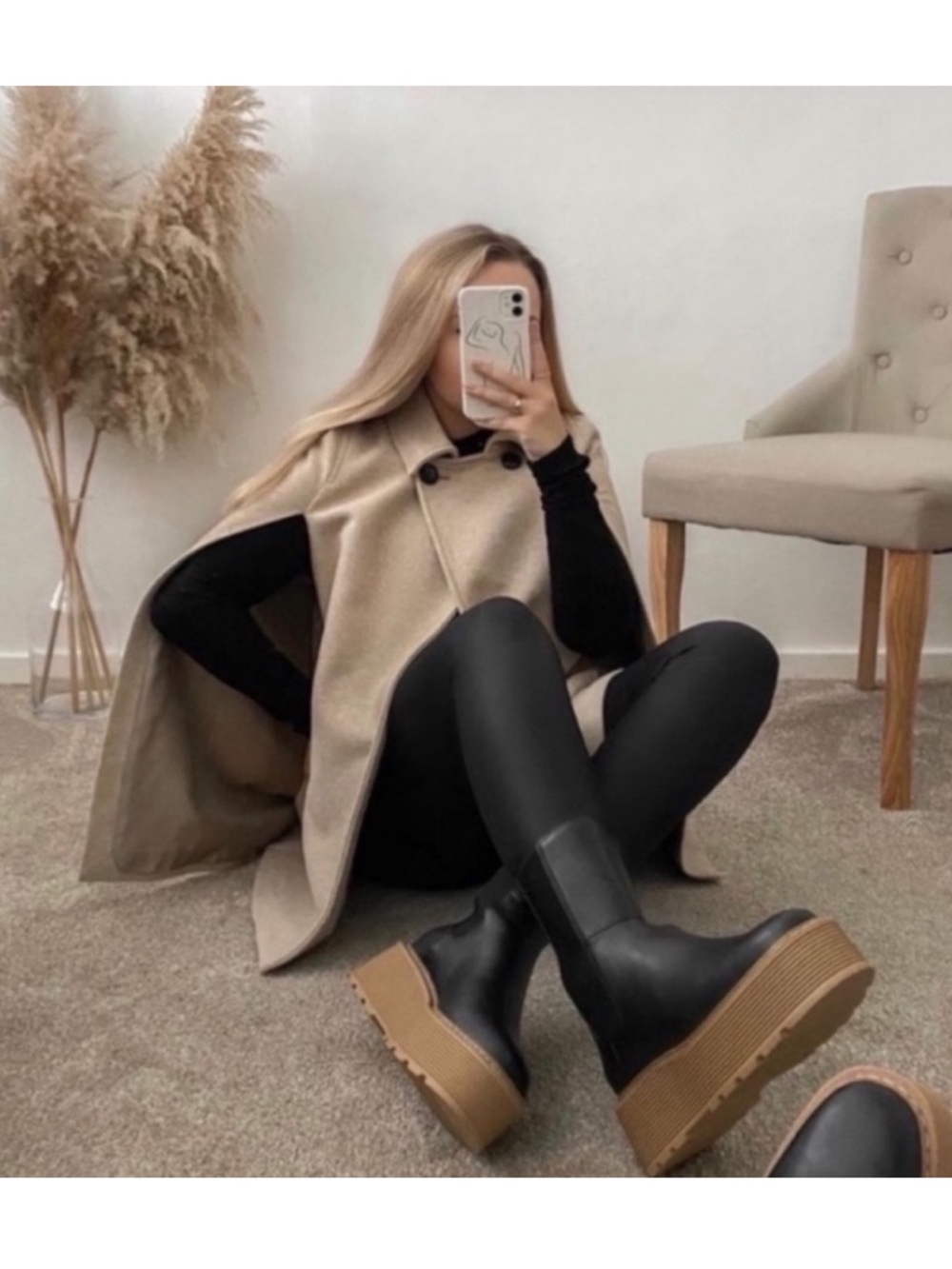 H&M Platform Chelsea Boot Black Tan Gum Sole Chunky Size 38 (7)